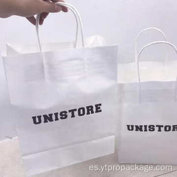 Bolsa de papel de compras impresa personalizada reciclada con asas